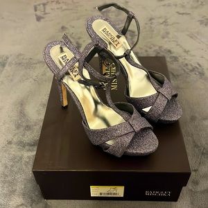 Never worn Badgley Mischka strappy glittery heels
